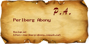 Perlberg Abony névjegykártya